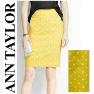 Ann Taylor Yellow Polka Dot Pencil Skirt